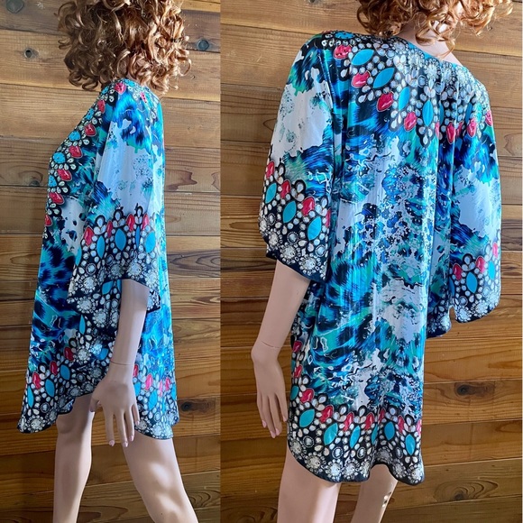 NWT True Colours by LA MODA CLOTHING Rhinestone ANIMAL PRINT Tunic MINI DRESS OS - Picture 4 of 16